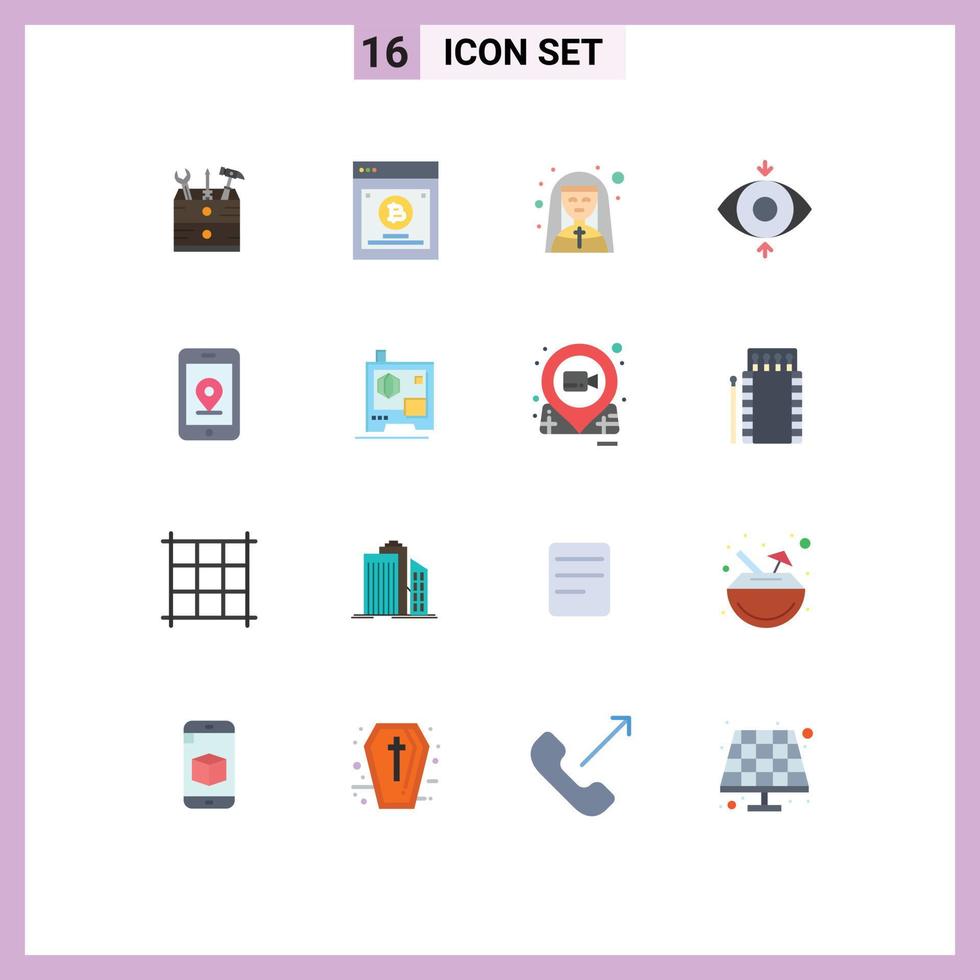 Set of 16 Modern UI Icons Symbols Signs for internet view church focus profession Editable Pack of Creative Vector Design Elements