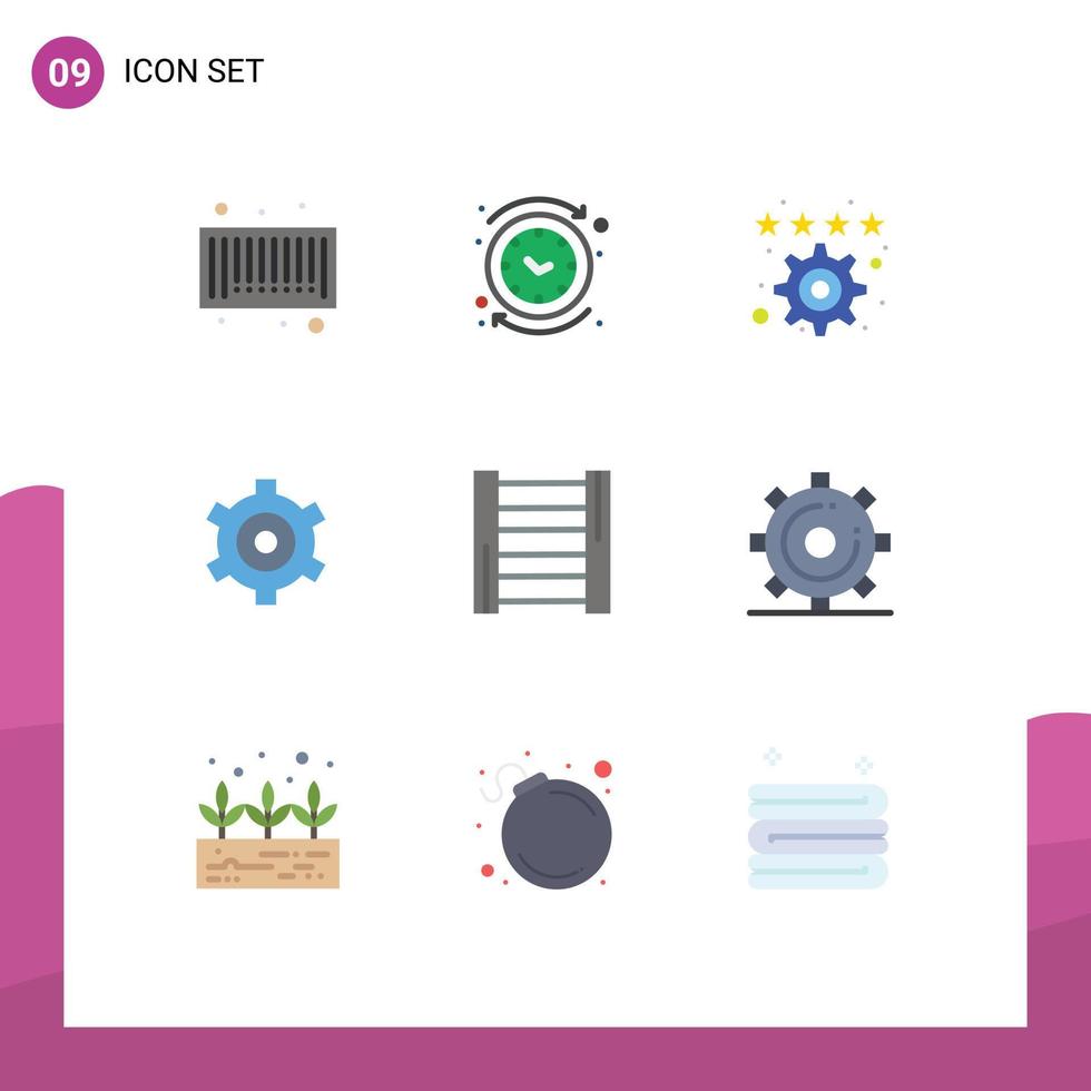 User Interface Pack of 9 Basic Flat Colors of tools construction bookmark cogs gear Editable Vector Design Elements