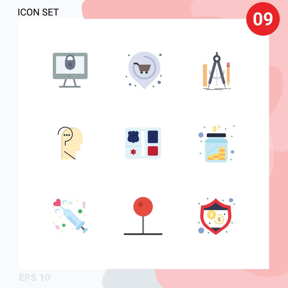 Set of 9 Modern UI Icons Symbols Signs for book confuse mind build confuse brain tool Editable Vector Design Elements