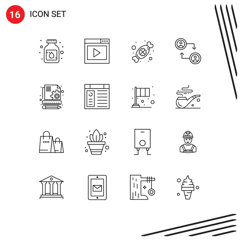 16 Creative Icons Modern Signs and Symbols of management swap video page change festival Editable Vector Design Elements