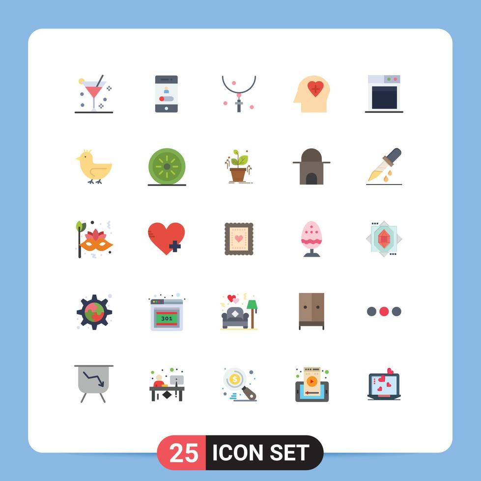 25 Thematic Vector Flat Colors and Editable Symbols of business head telephone emotion holiday Editable Vector Design Elements