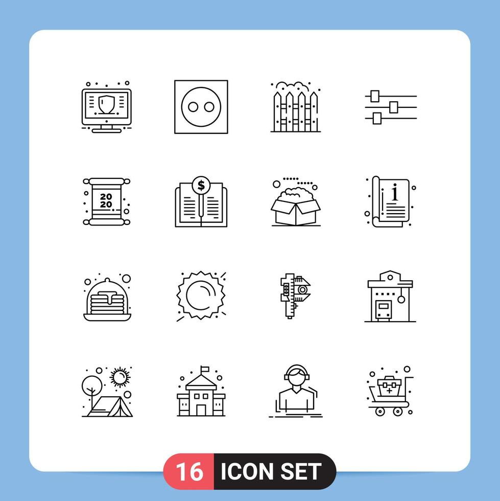 Set of 16 Vector Outlines on Grid for invitation tool light edit fence Editable Vector Design Elements