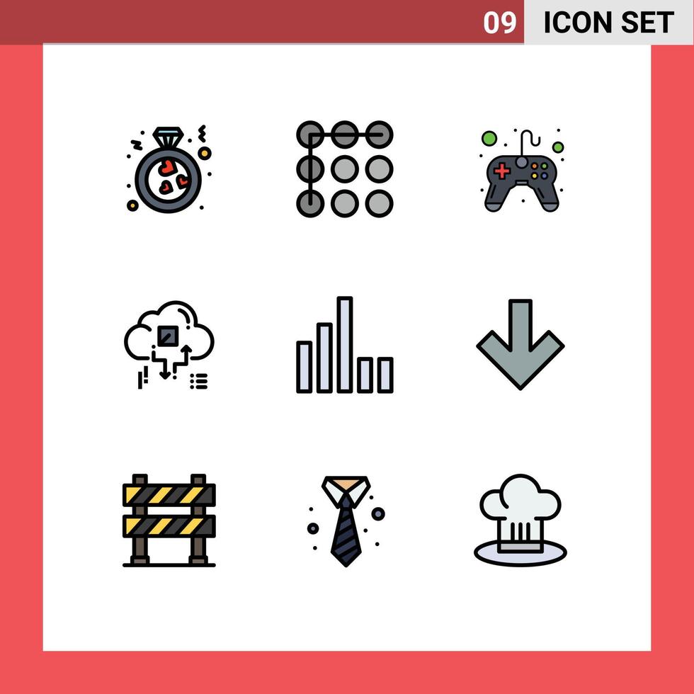 9 User Interface Filledline Flat Color Pack of modern Signs and Symbols of phone share controller arrow connect Editable Vector Design Elements