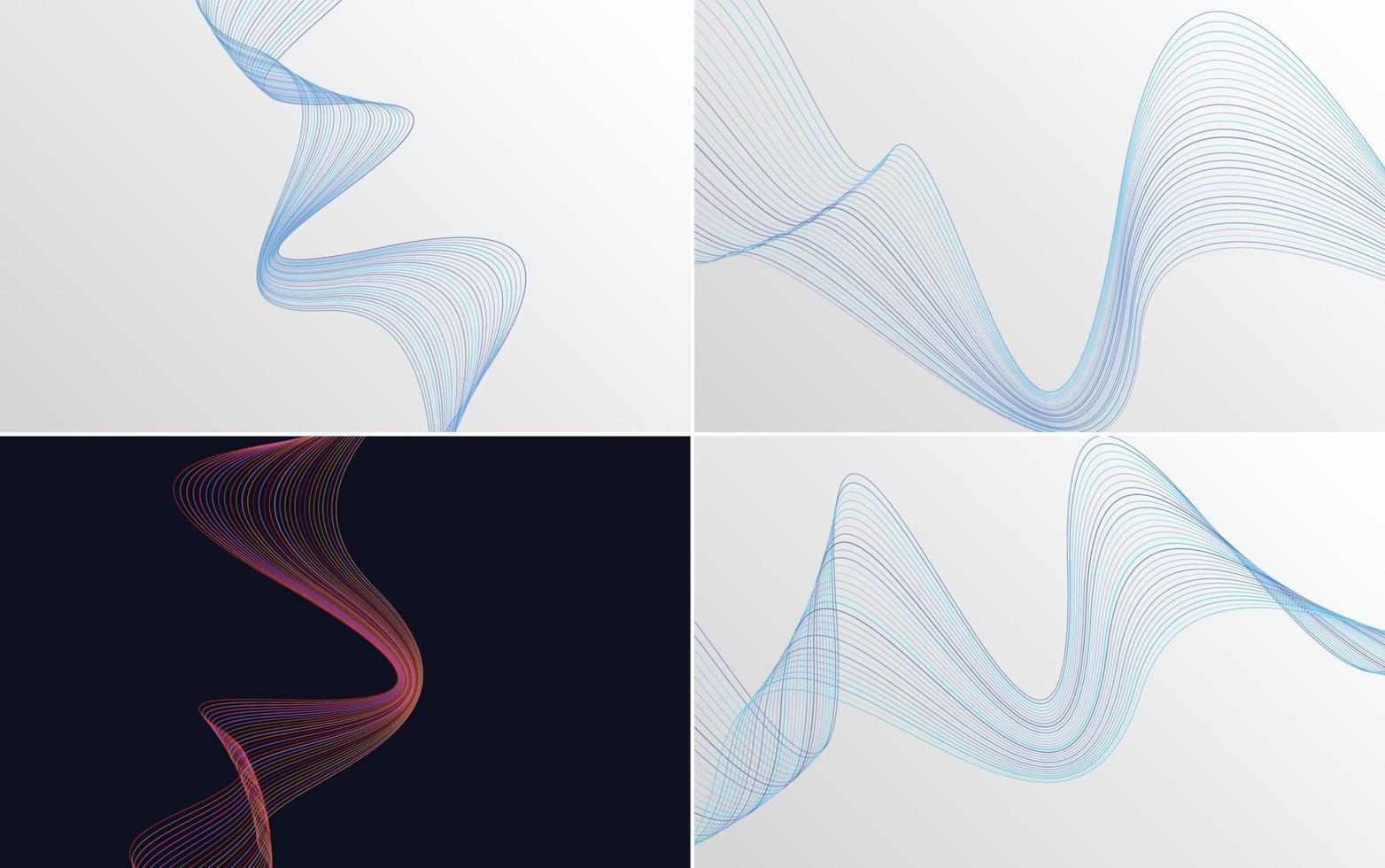 Modern wave curve abstract vector background pack for a unique and creative design