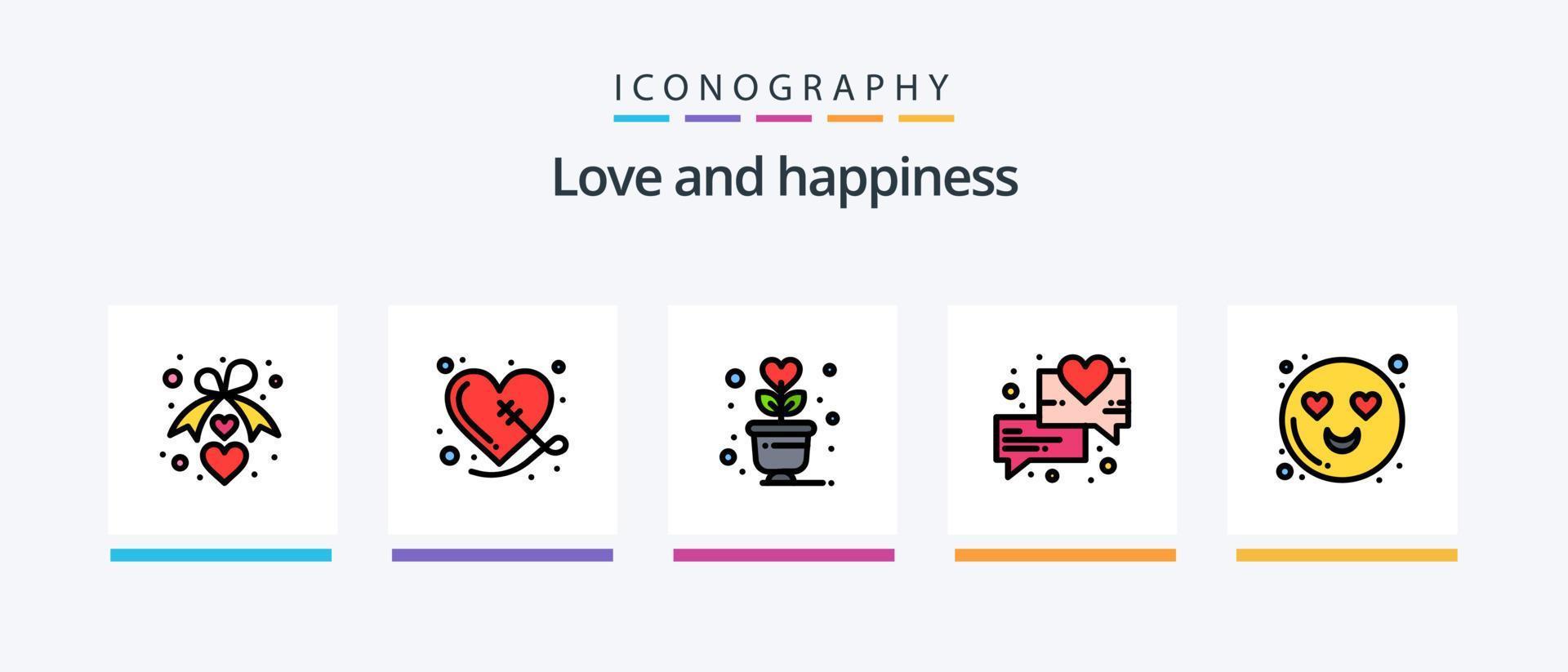 Love Line Filled 5 Icon Pack Including protect. love. romance. heart. affection. Creative Icons Design vector