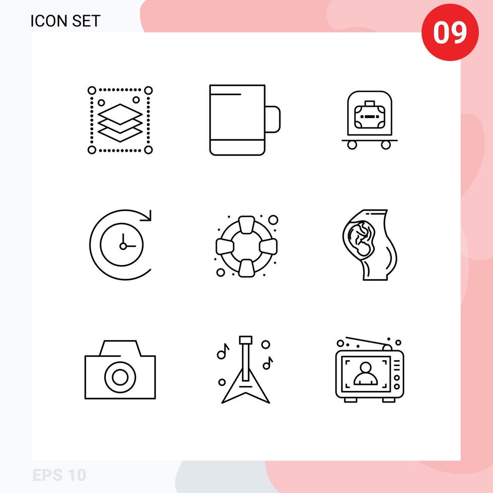 9 Thematic Vector Outlines and Editable Symbols of baby pregnancy trolly support help Editable Vector Design Elements