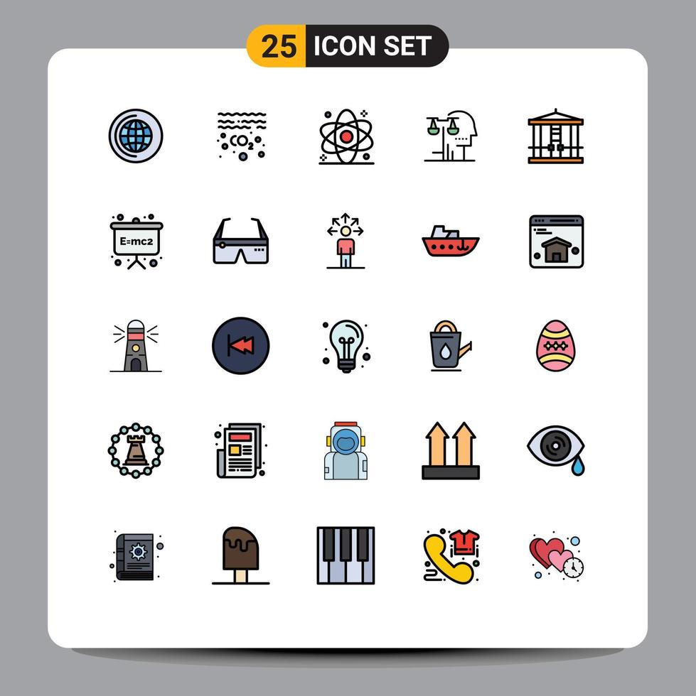 Filled line Flat Color Pack of 25 Universal Symbols of decapitate judgment diagnostic human choice Editable Vector Design Elements