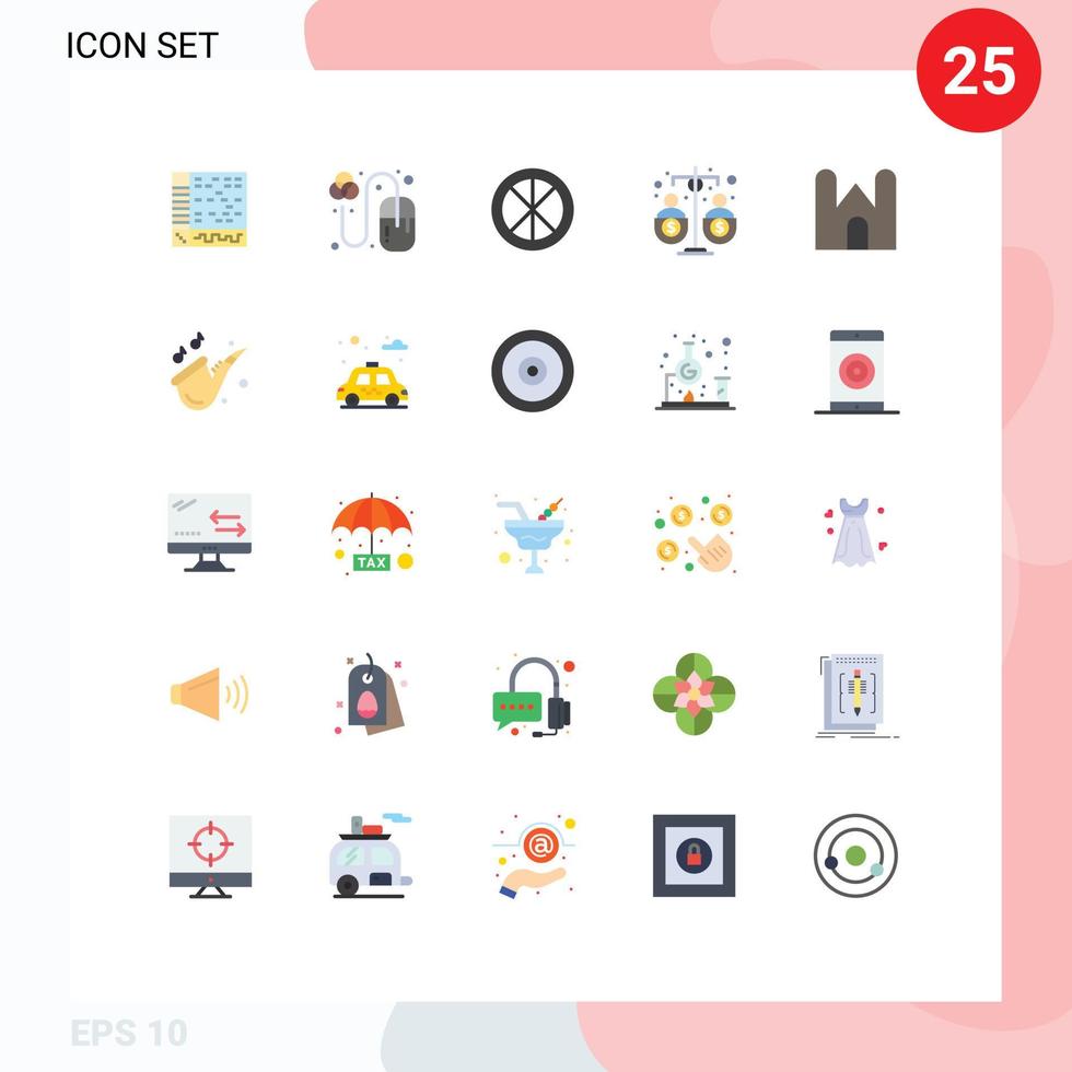Set of 25 Modern UI Icons Symbols Signs for funding equity grid budget interior Editable Vector Design Elements