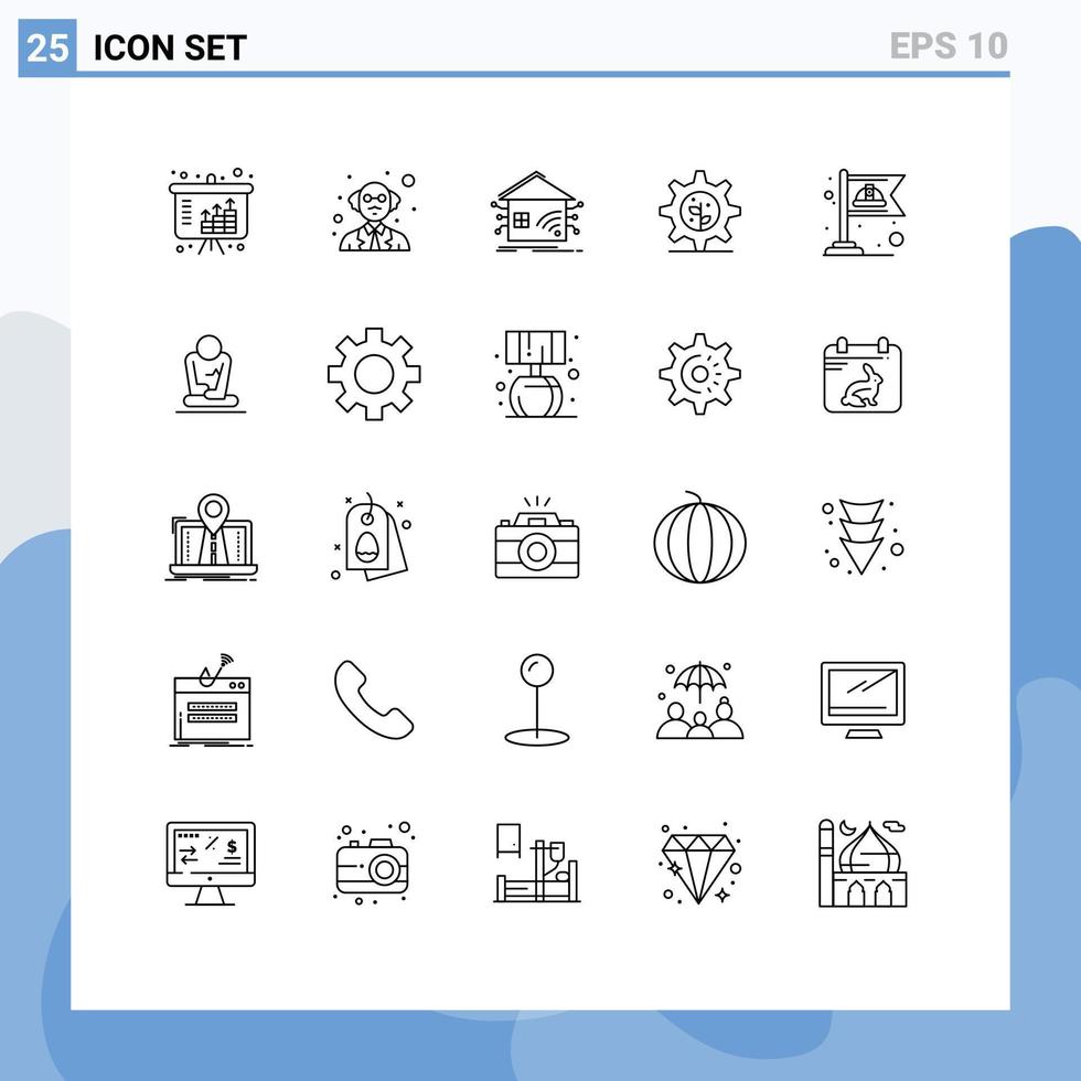 Set of 25 Modern UI Icons Symbols Signs for labor communist home setting earth Editable Vector Design Elements