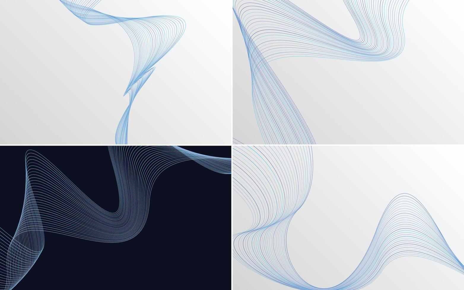 Set of 4 abstract waving line backgrounds for your presentations vector