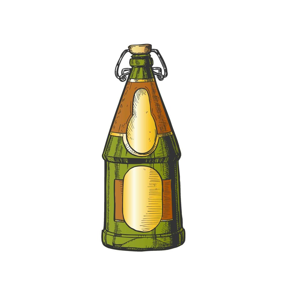 Drawn Blank Beer Bottle With Bar Stopper Color Vector