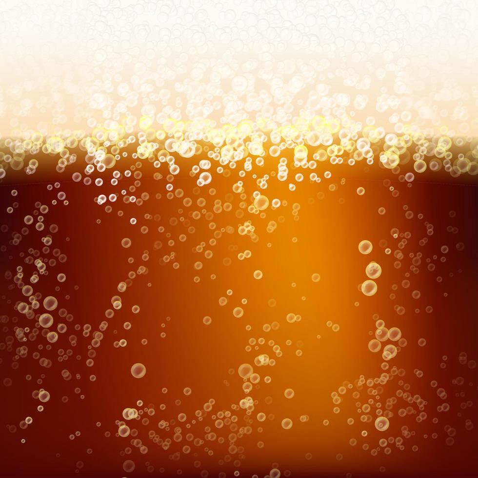 Beer Background Texture With Foam And Vubbles. Macro Of Frefreshing Beer. Vector Illustration