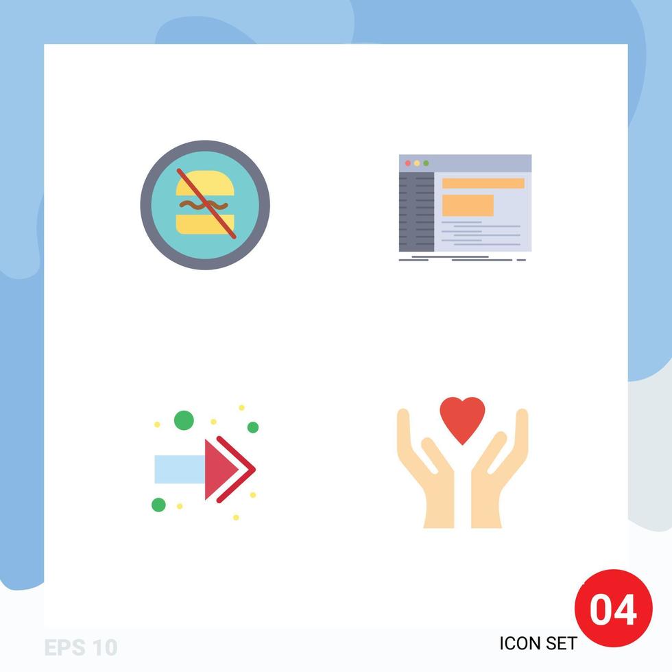 Pack of 4 Modern Flat Icons Signs and Symbols for Web Print Media such as ban software dieting console back Editable Vector Design Elements