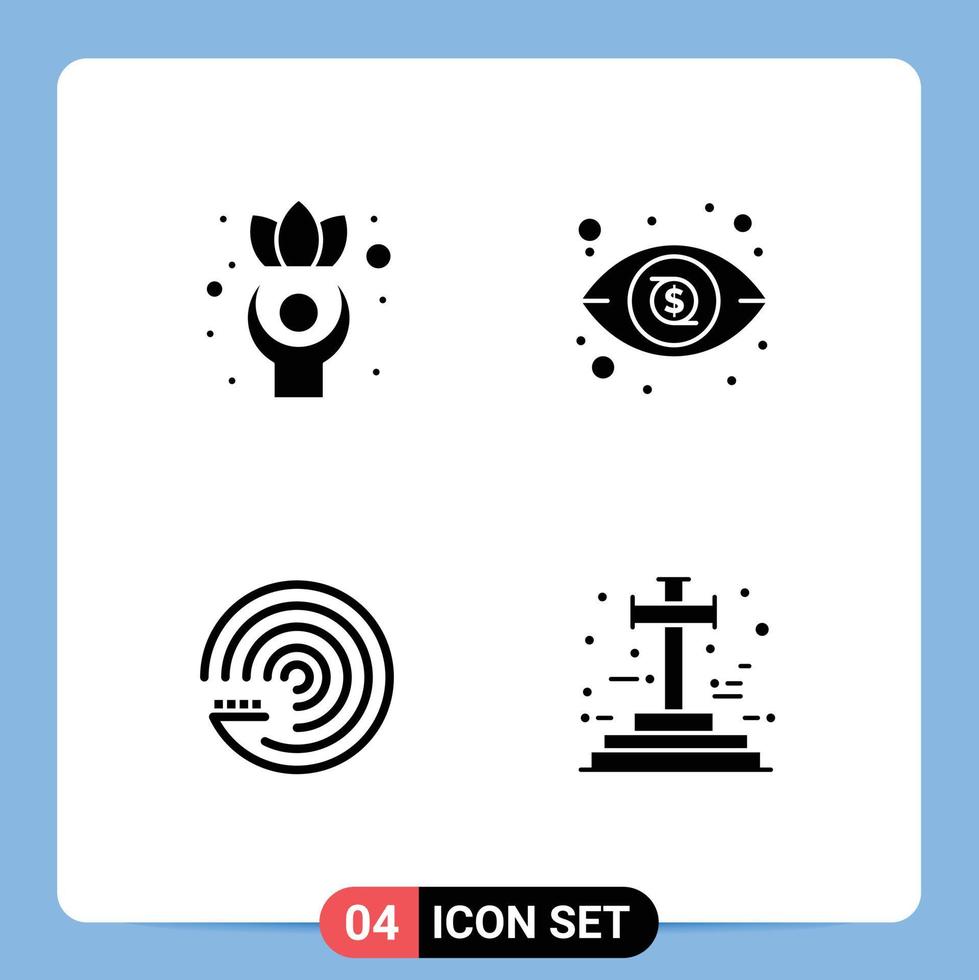 Set of 4 Modern UI Icons Symbols Signs for exercise forecasting model wellness view cross Editable Vector Design Elements