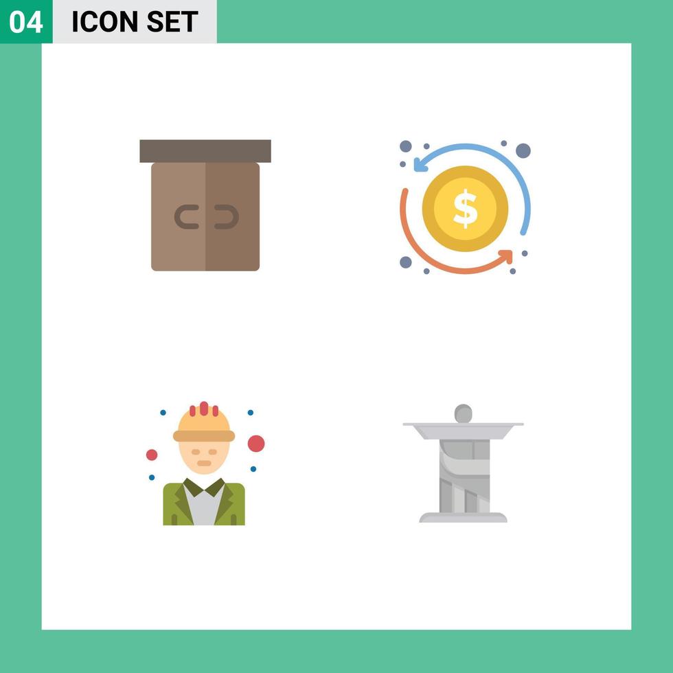 Mobile Interface Flat Icon Set of 4 Pictograms of decor engineer interior exchange labour Editable Vector Design Elements