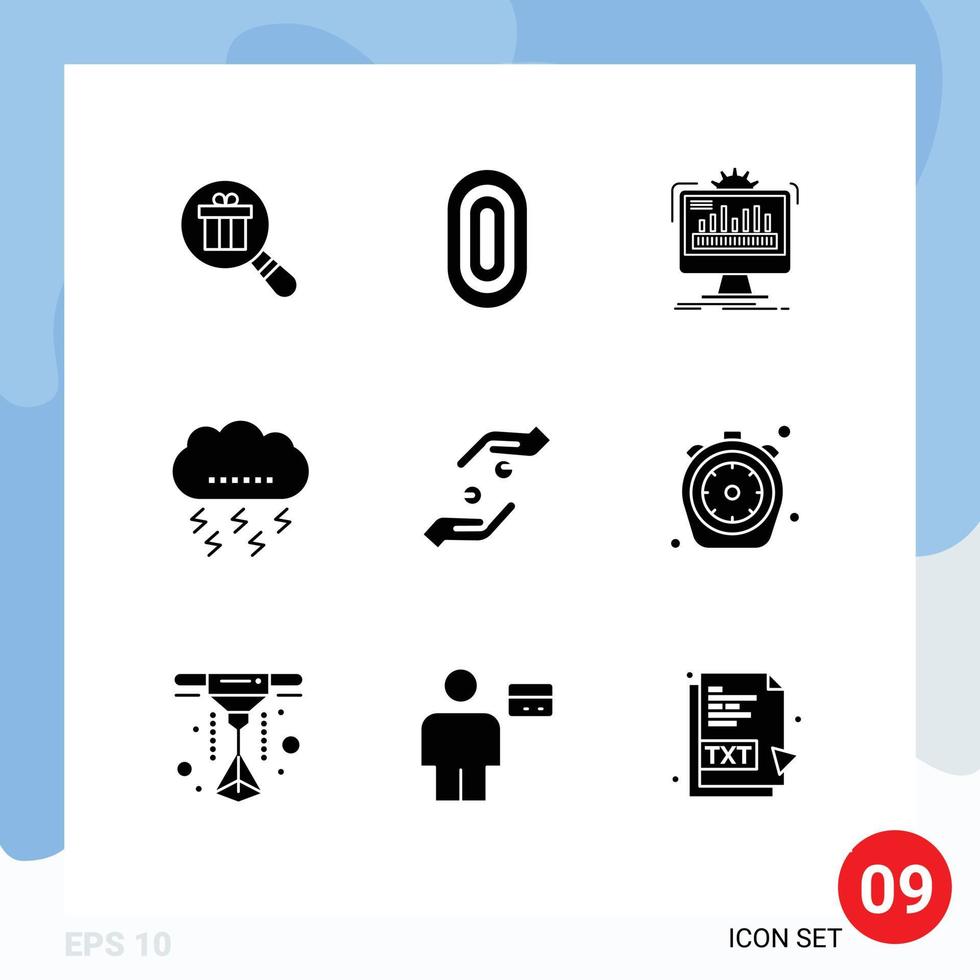 9 User Interface Solid Glyph Pack of modern Signs and Symbols of thanksgiving cloud rug autumn monitoring Editable Vector Design Elements