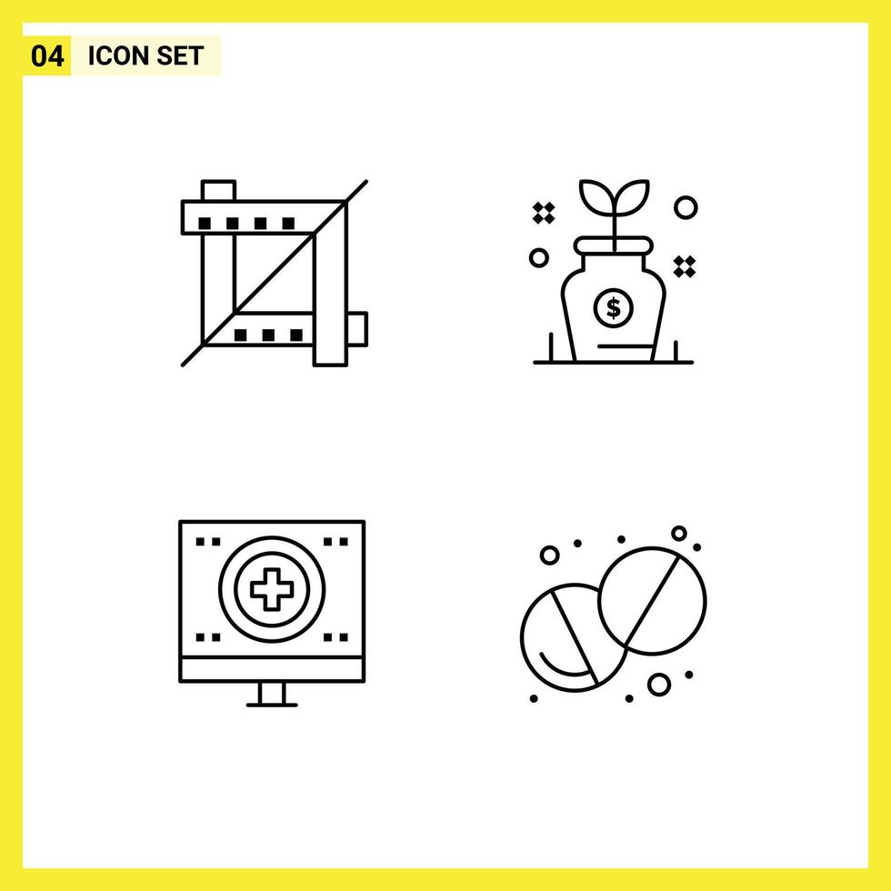 4 Creative Icons Modern Signs and Symbols of crop heart business tree monitor Editable Vector Design Elements