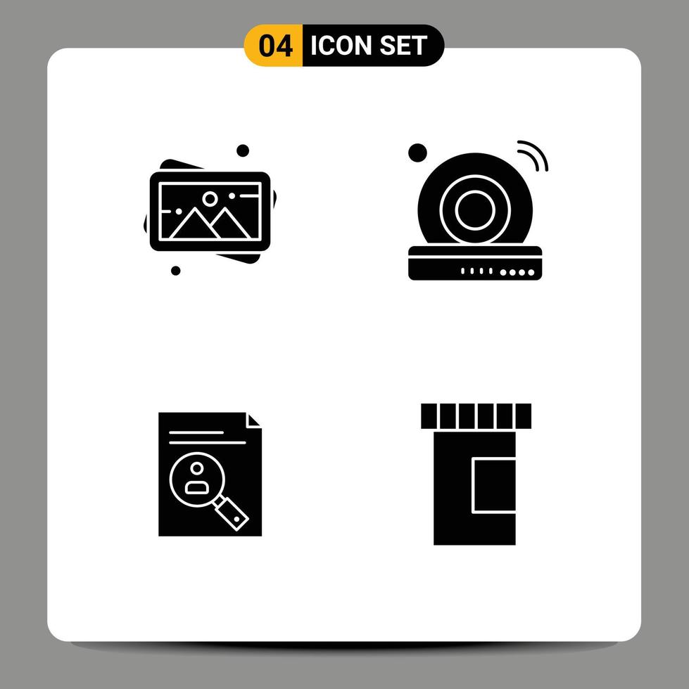 Group of Solid Glyphs Signs and Symbols for art clipboard photo wifi cv Editable Vector Design Elements