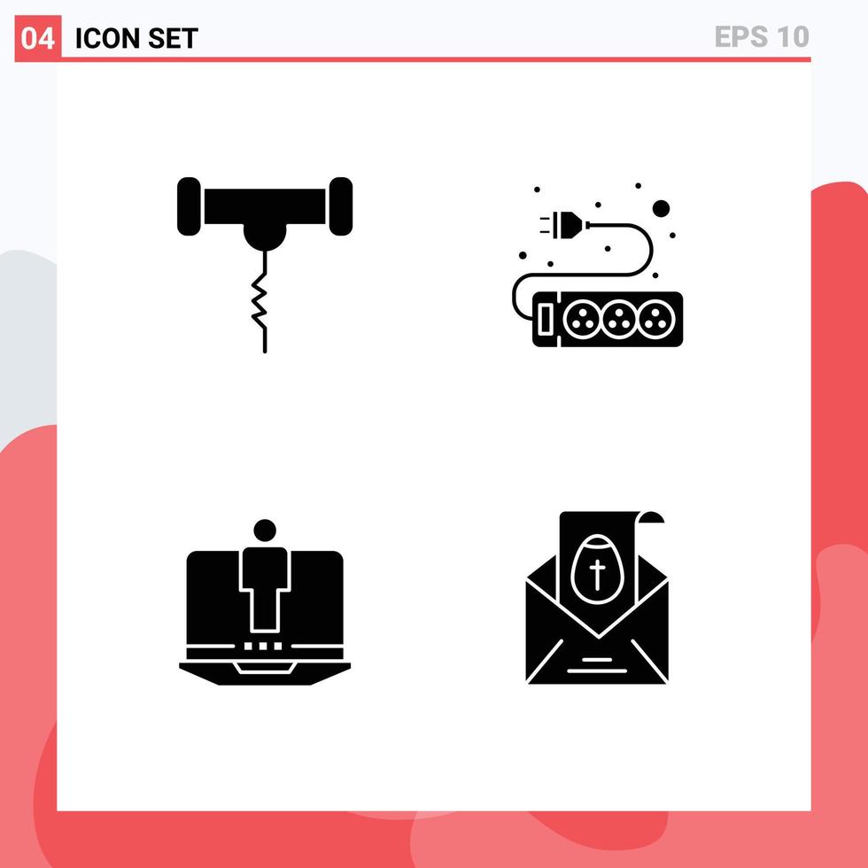 4 Creative Icons Modern Signs and Symbols of drink hardware stork socket massege Editable Vector Design Elements