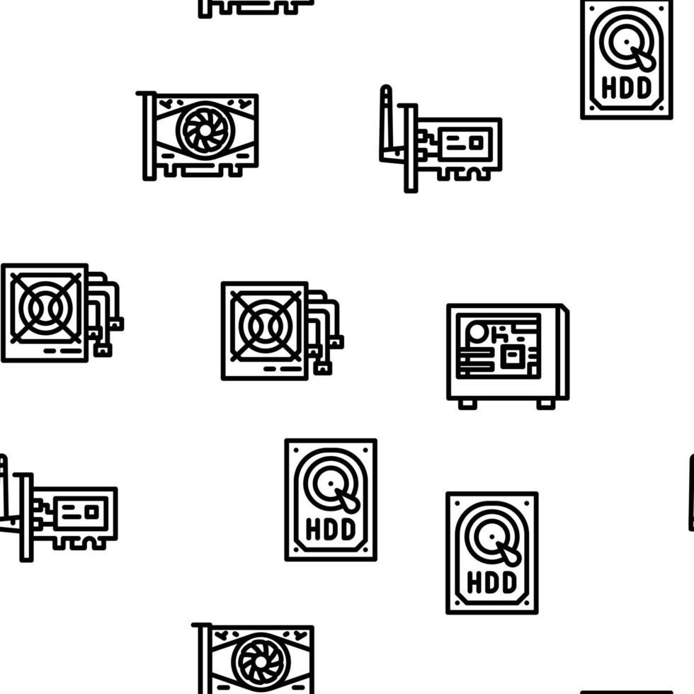 Computer Accessories And Parts Vector Seamless Pattern