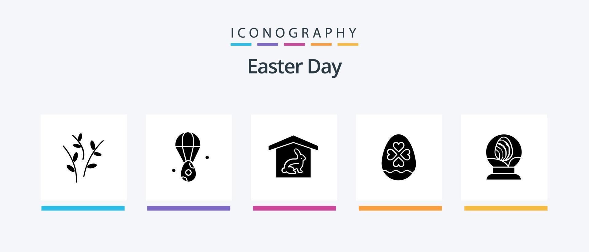 Easter Glyph 5 Icon Pack Including globe. easter. house. heart. egg. Creative Icons Design vector