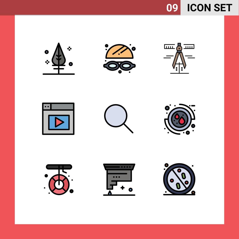 9 iconos creativos signos y símbolos modernos de herramientas de conjuntos de salud buscar elementos de diseño de vectores editables de video
