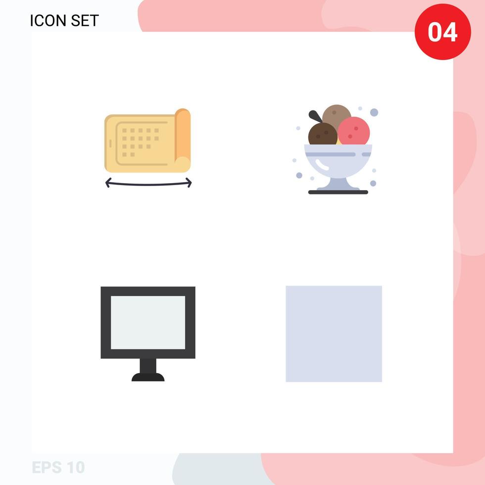 4 User Interface Flat Icon Pack of modern Signs and Symbols of mobile computer felexibel food screen Editable Vector Design Elements