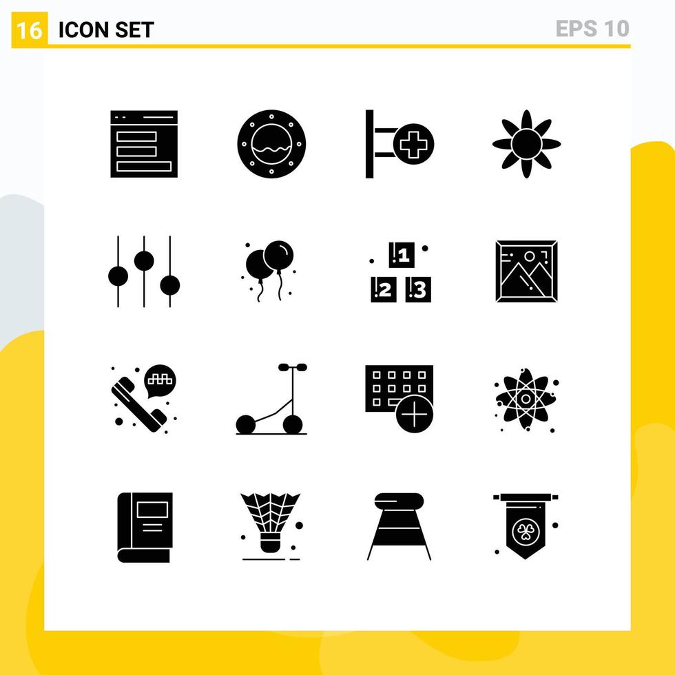 16 Creative Icons Modern Signs and Symbols of bloon options hospital controls herb Editable Vector Design Elements