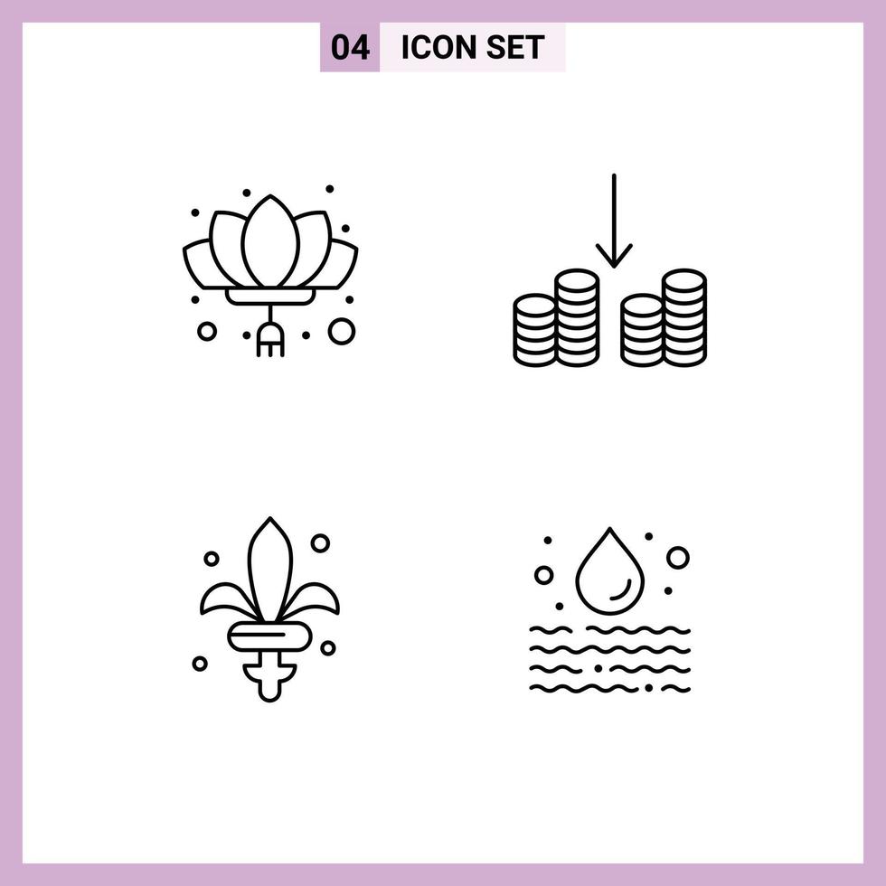Mobile Interface Line Set of 4 Pictograms of china sword new cashing mardi gras Editable Vector Design Elements
