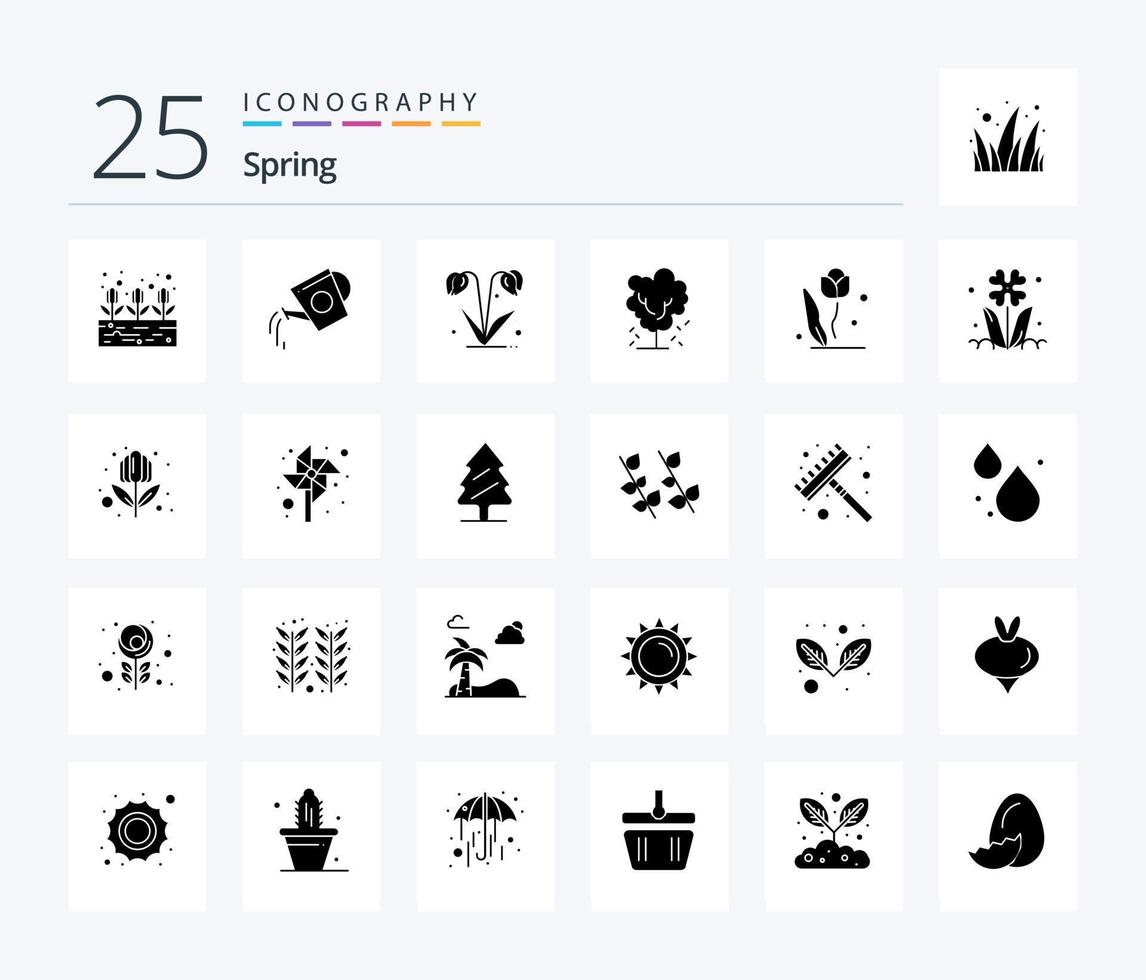 Spring 25 Solid Glyph icon pack including spring. apple tree. water. apple. spring vector