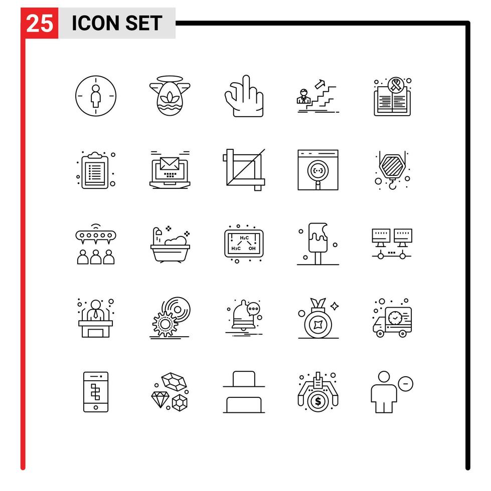 Pack of 25 Modern Lines Signs and Symbols for Web Print Media such as book career in leader success Editable Vector Design Elements