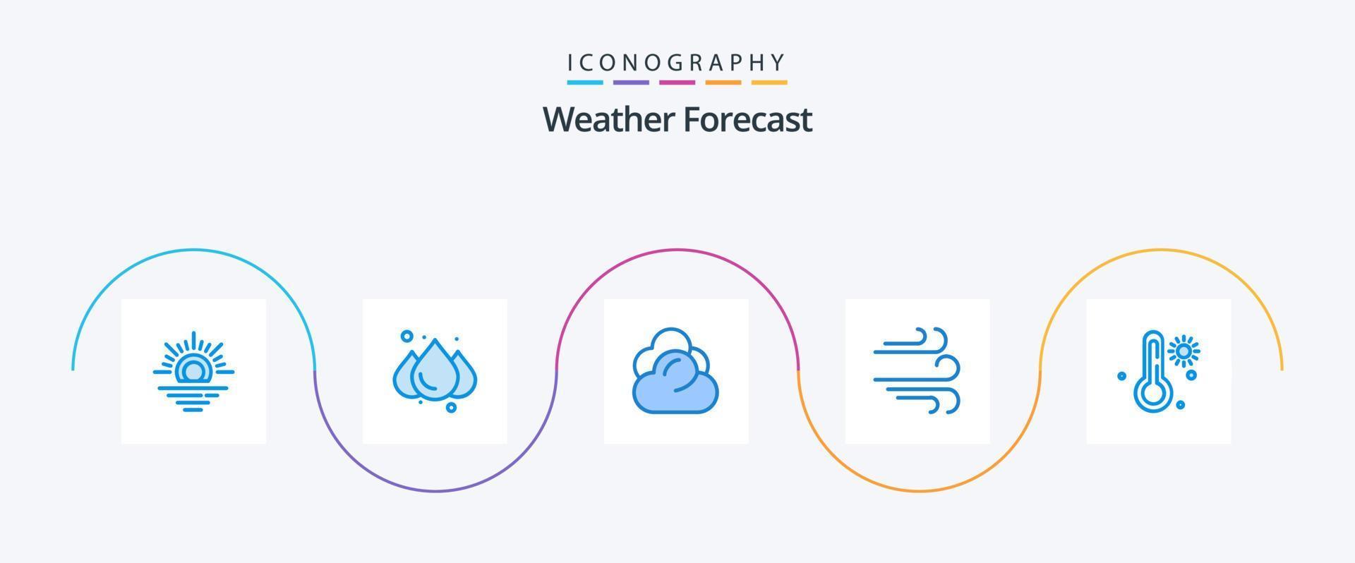 Paquete de 5 íconos Weather Blue que incluye . clima. servidor. la temperatura. viento vector