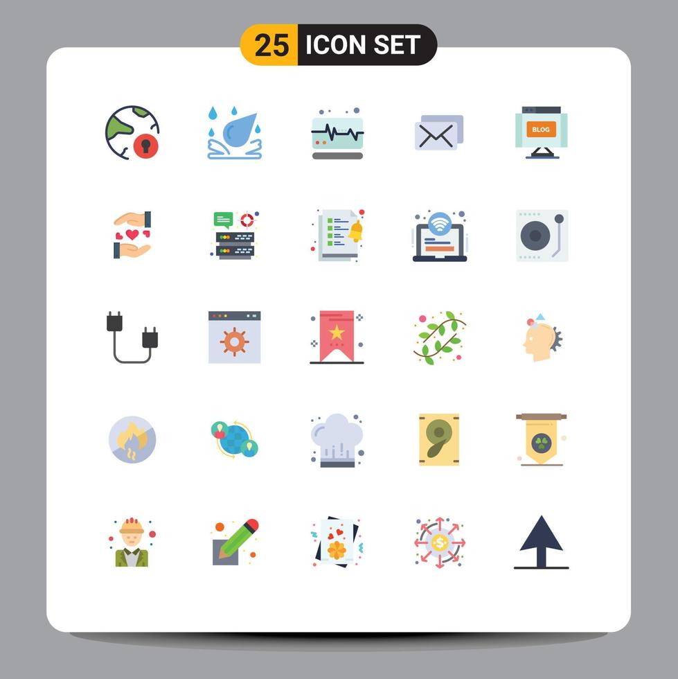 Flat Color Pack of 25 Universal Symbols of write edit medical blog mail Editable Vector Design Elements