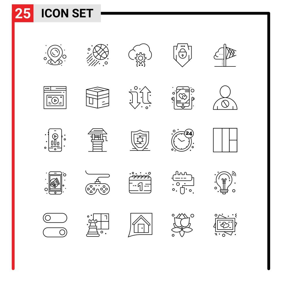 25 iconos creativos signos y símbolos modernos de imaginación creatividad desarrollar contraseña de seguridad web elementos de diseño vectorial editables vector