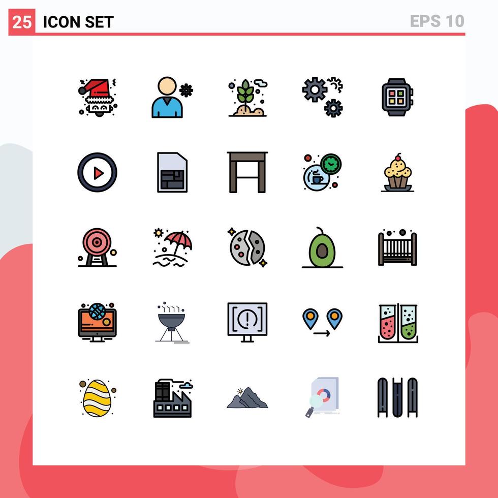 Universal Icon Symbols Group of 25 Modern Filled line Flat Colors of home service agriculture preferences configuration Editable Vector Design Elements