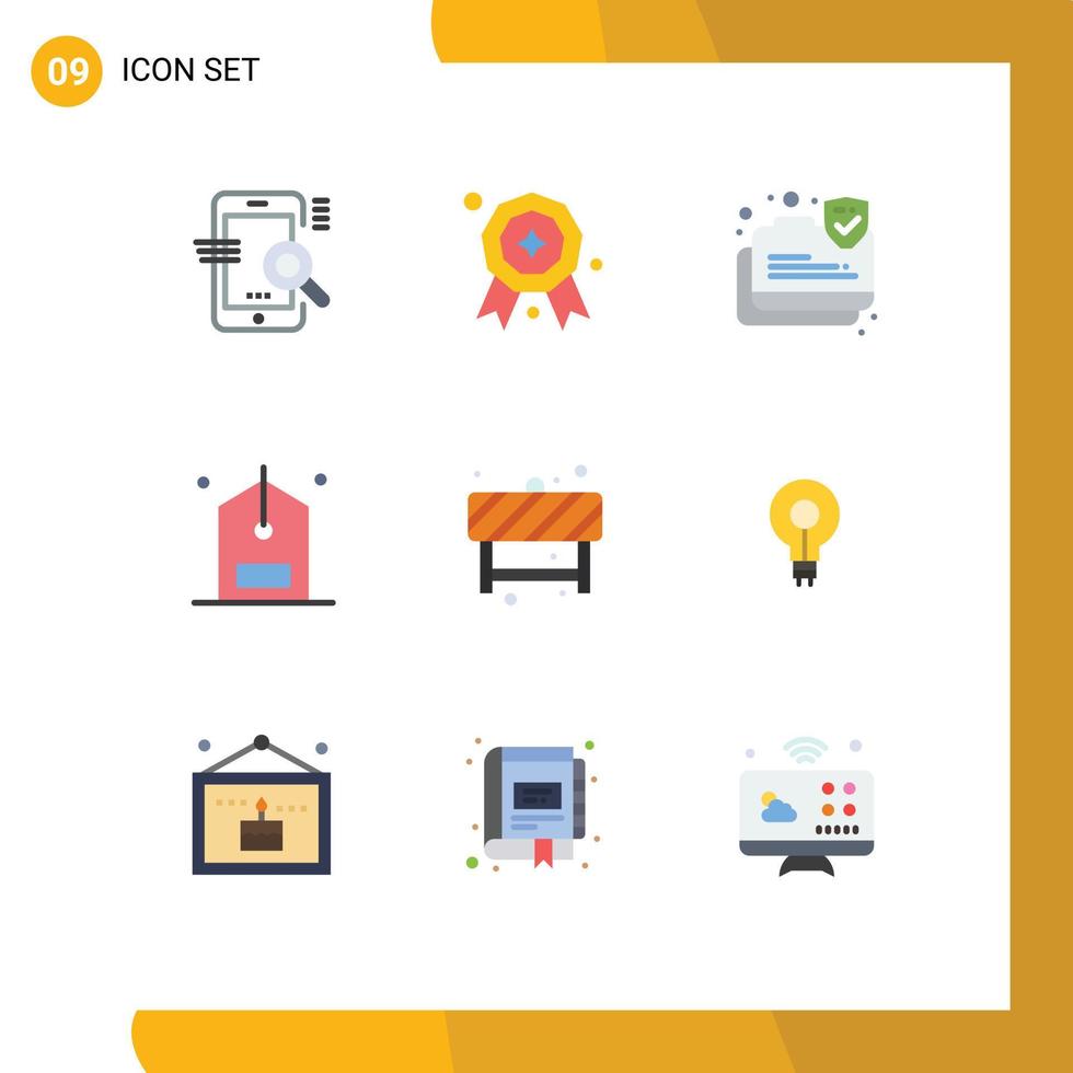 9 Flat Color concept for Websites Mobile and Apps attention discount connection counter check Editable Vector Design Elements