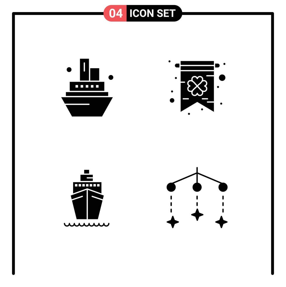 paquete de signos y símbolos de glifos sólidos modernos para medios de impresión web, como elementos de diseño de vectores editables móviles para barcos de cruceros