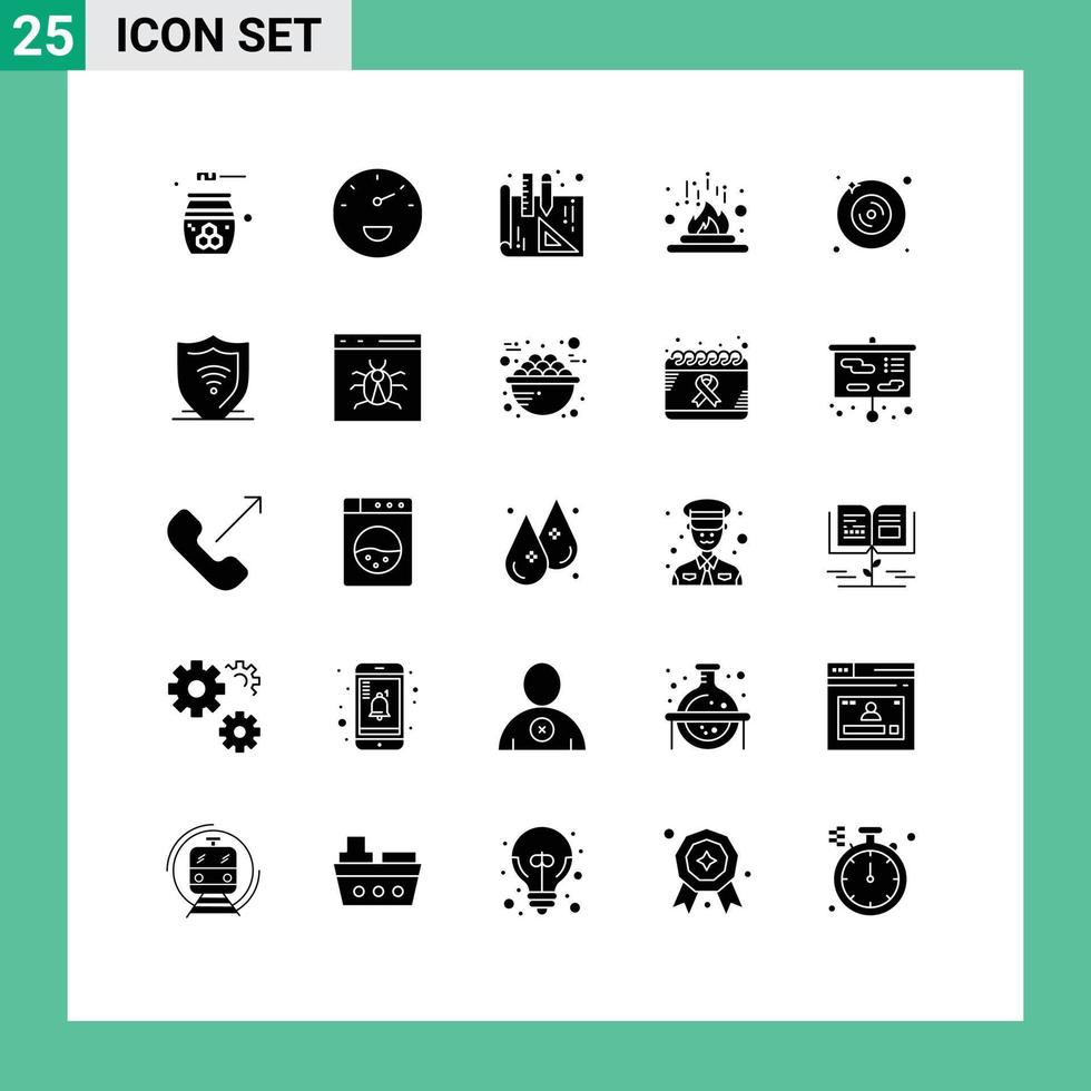 Stock Vector Icon Pack of 25 Line Signs and Symbols for multimedia disk blueprints science heat Editable Vector Design Elements