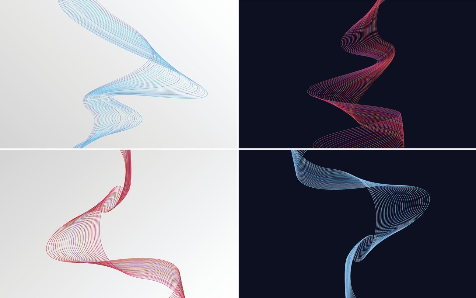 Add visual interest to your design with this set of 4 geometric wave pattern backgrounds vector