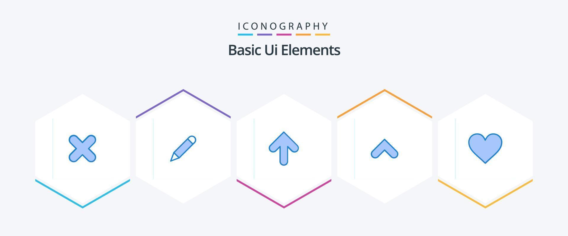 Basic Ui Elements 25 Blue icon pack including heart. sign. arrow. up. arrow vector