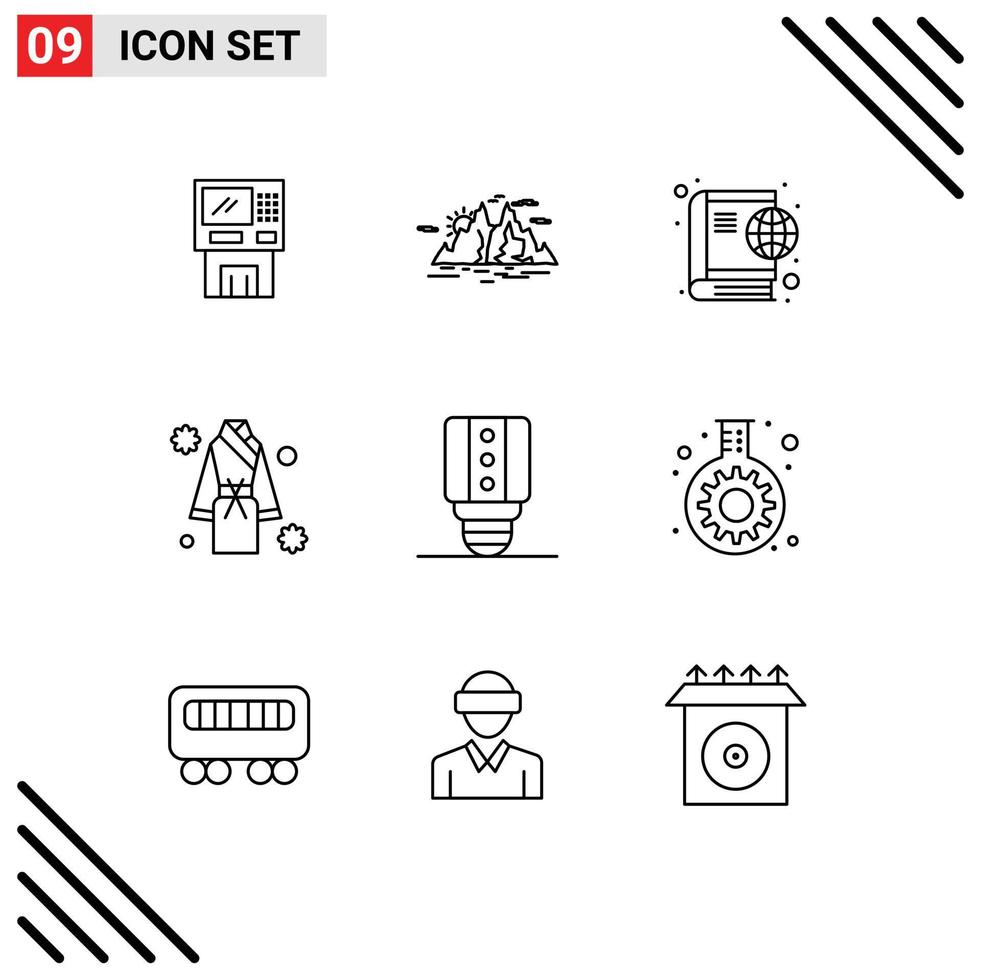 Modern Set of 9 Outlines Pictograph of bath internet nature globe water Editable Vector Design Elements