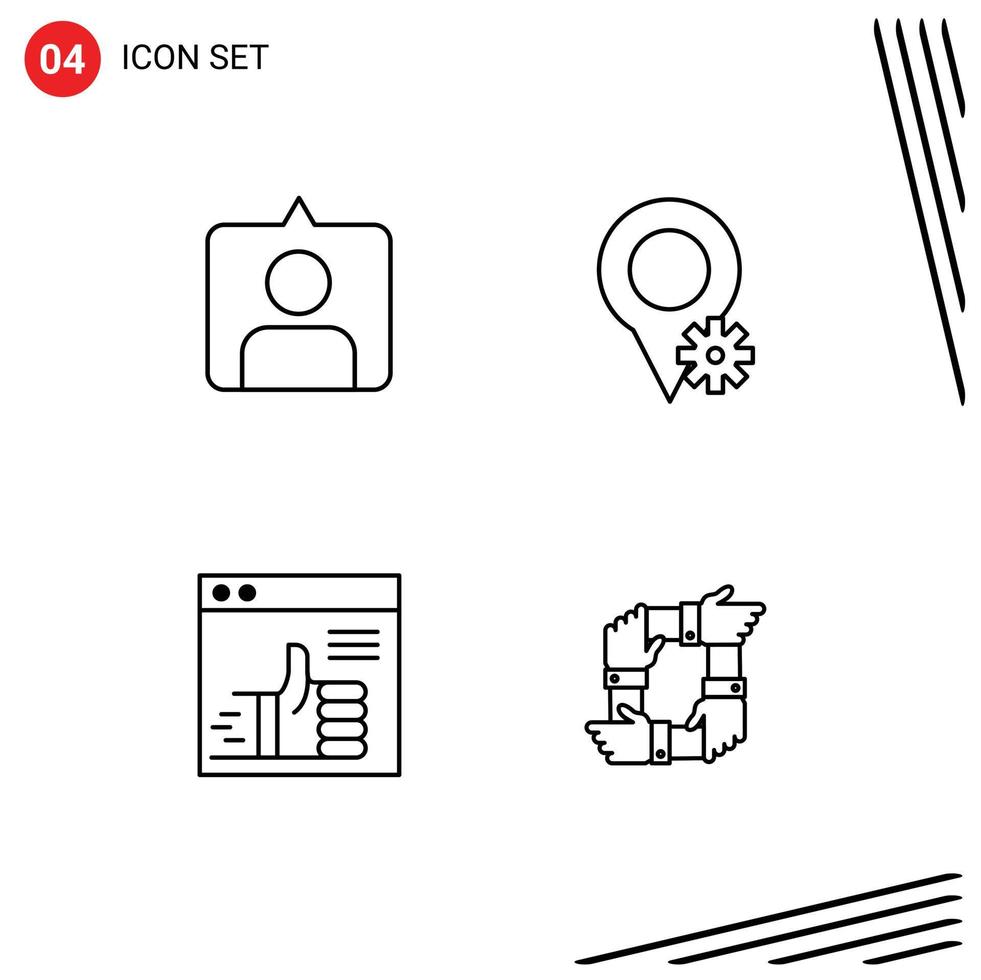 Universal Icon Symbols Group of 4 Modern Filledline Flat Colors of contac support location like teamwork Editable Vector Design Elements