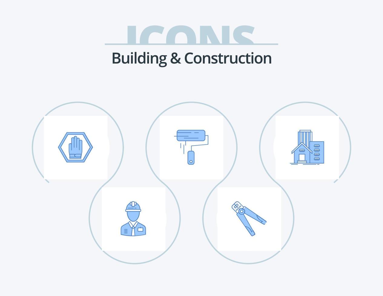 Building And Construction Blue Icon Pack 5 Icon Design. brush. traffic. construction. sign. stop vector