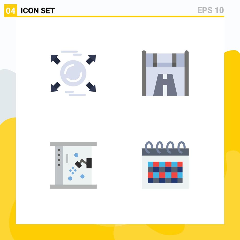 Pack of 4 creative Flat Icons of circle bathroom all race shower Editable Vector Design Elements