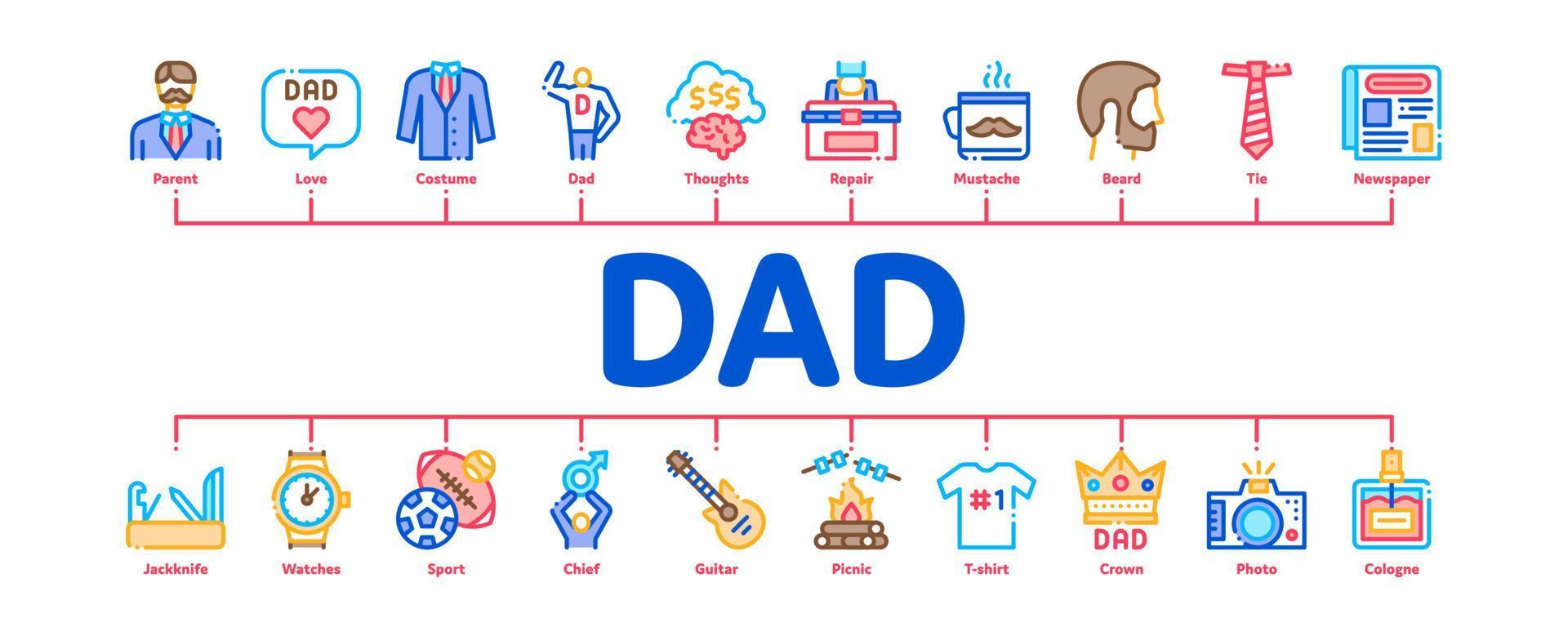 Dad Father Parent Minimal Infographic Banner Vector
