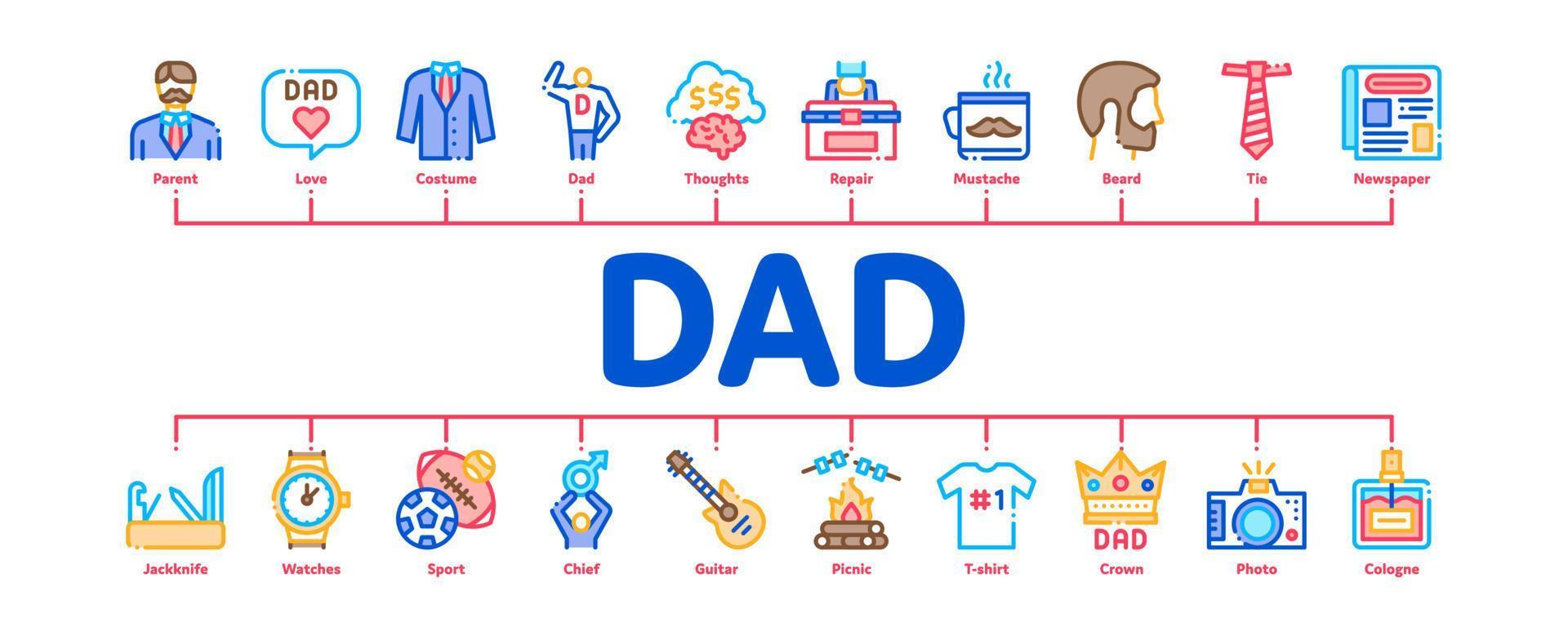 vector de banner de infografía mínima de papá padre padre