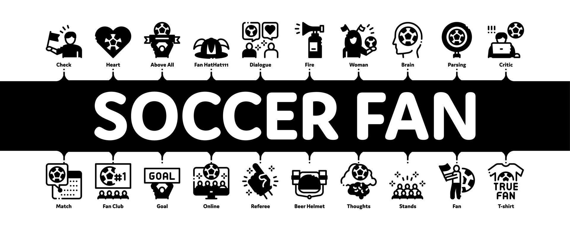 Soccer Fan Attributes Minimal Infographic Banner Vector