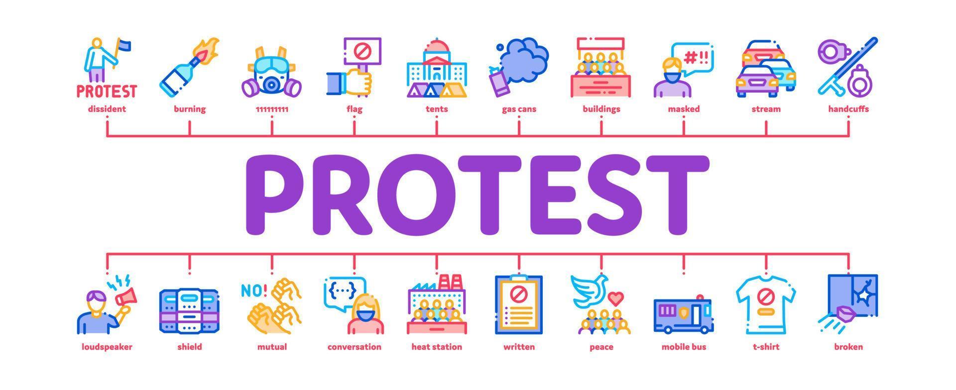 vector de banner infográfico mínimo de protesta y huelga