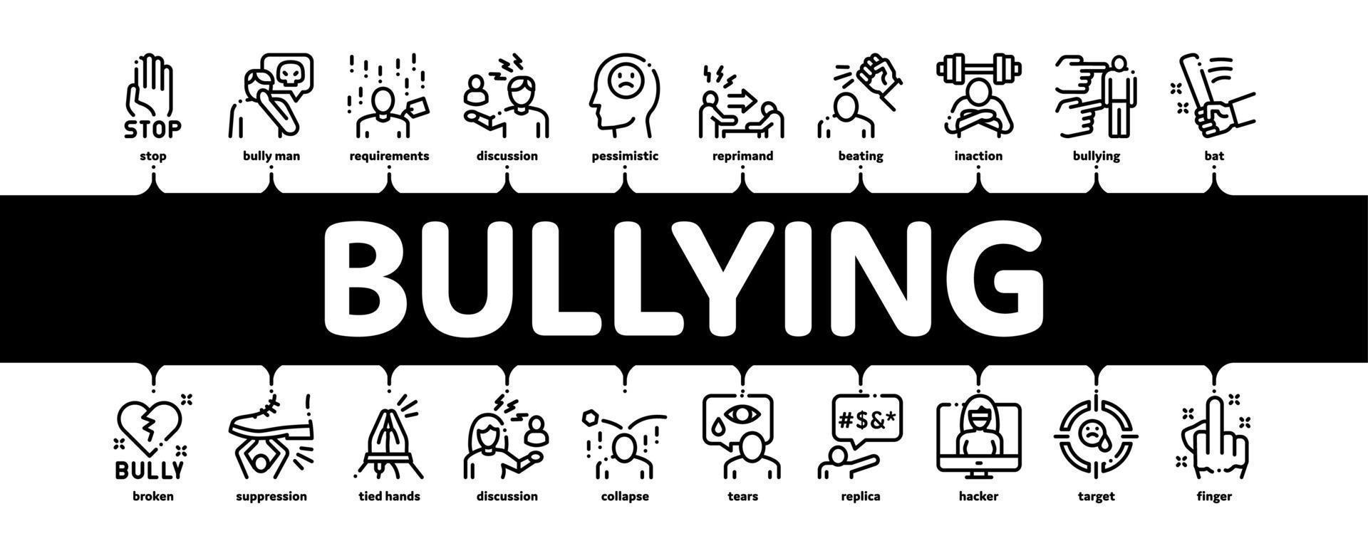 Bullying Aggression Minimal Infographic Banner Vector