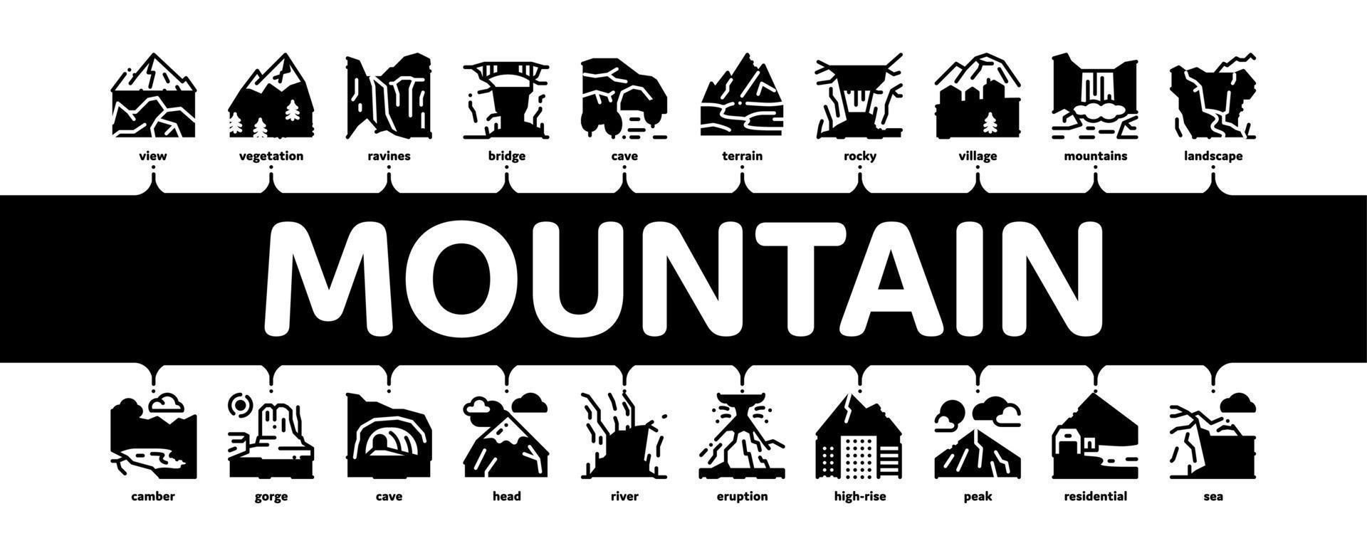 vector de banner infográfico mínimo de paisaje de montaña